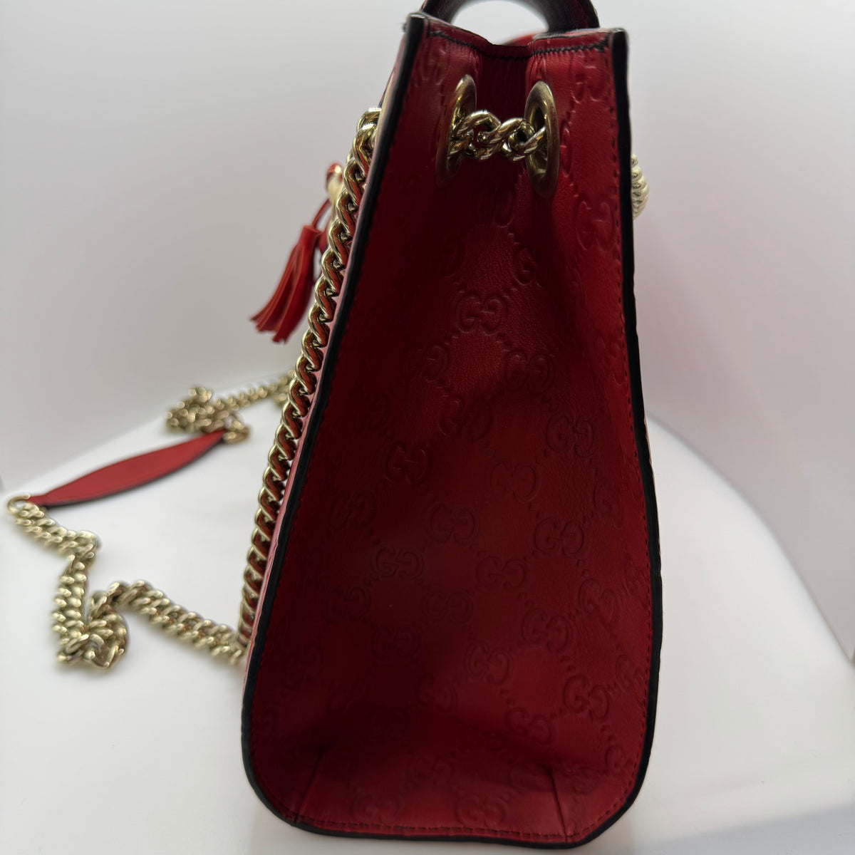 Gucci Emily Guccissima Leather Chain Shoulder Bag (Red) — view 5 of 10 Emily Guccissima Leather Chain Shoulder Bag (Red), view 5 of 10