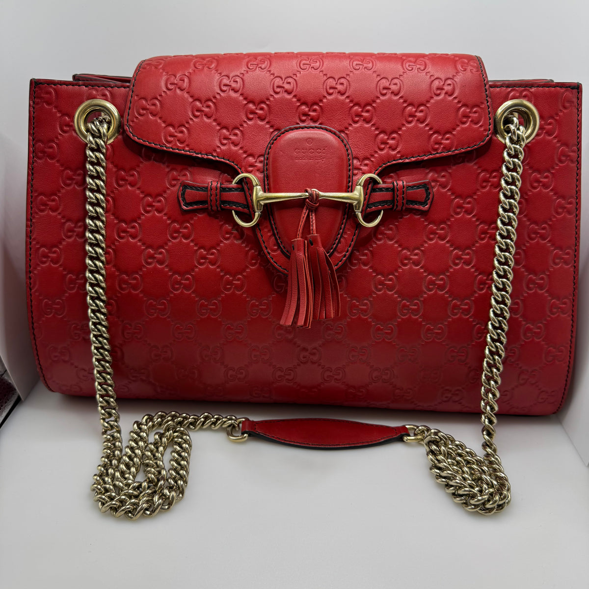 Gucci Emily Guccissima Leather Chain Shoulder Bag (Red) — view 7 of 10 Emily Guccissima Leather Chain Shoulder Bag (Red), view 7 of 10
