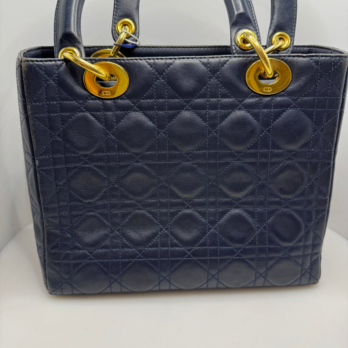 Pre-owned Dior Lady Dior Medium Cannage Bag (Blue/Gold Hardware) — view 2 of 10 Pre-owned Dior Lady Dior Medium Cannage Bag (Blue/Gold Hardware), view 2 of 10