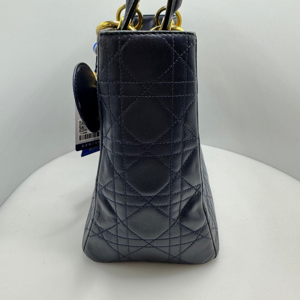 Pre-owned Dior Lady Dior Medium Cannage Bag (Blue/Gold Hardware) — view 3 of 10 Pre-owned Dior Lady Dior Medium Cannage Bag (Blue/Gold Hardware), view 3 of 10