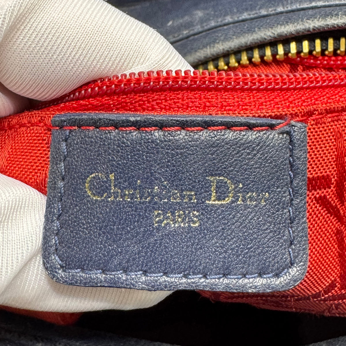 Pre-owned Dior Lady Dior Medium Cannage Bag (Blue/Gold Hardware) — view 8 of 10 Pre-owned Dior Lady Dior Medium Cannage Bag (Blue/Gold Hardware), view 8 of 10
