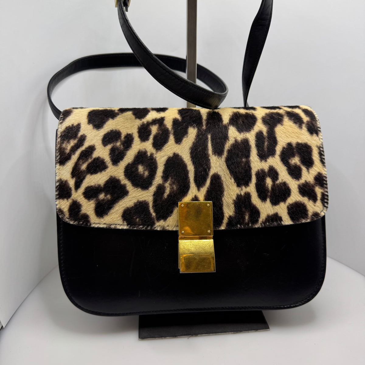 Celine Leather Classic  Box Bag with Pony Hair Medium