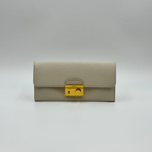 Saffiano Long Wallet Gold Hardware