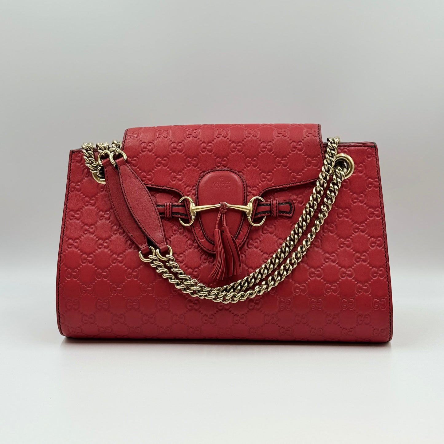 Emily Chain Flap Shoulder Bag Guccissima Leather Large