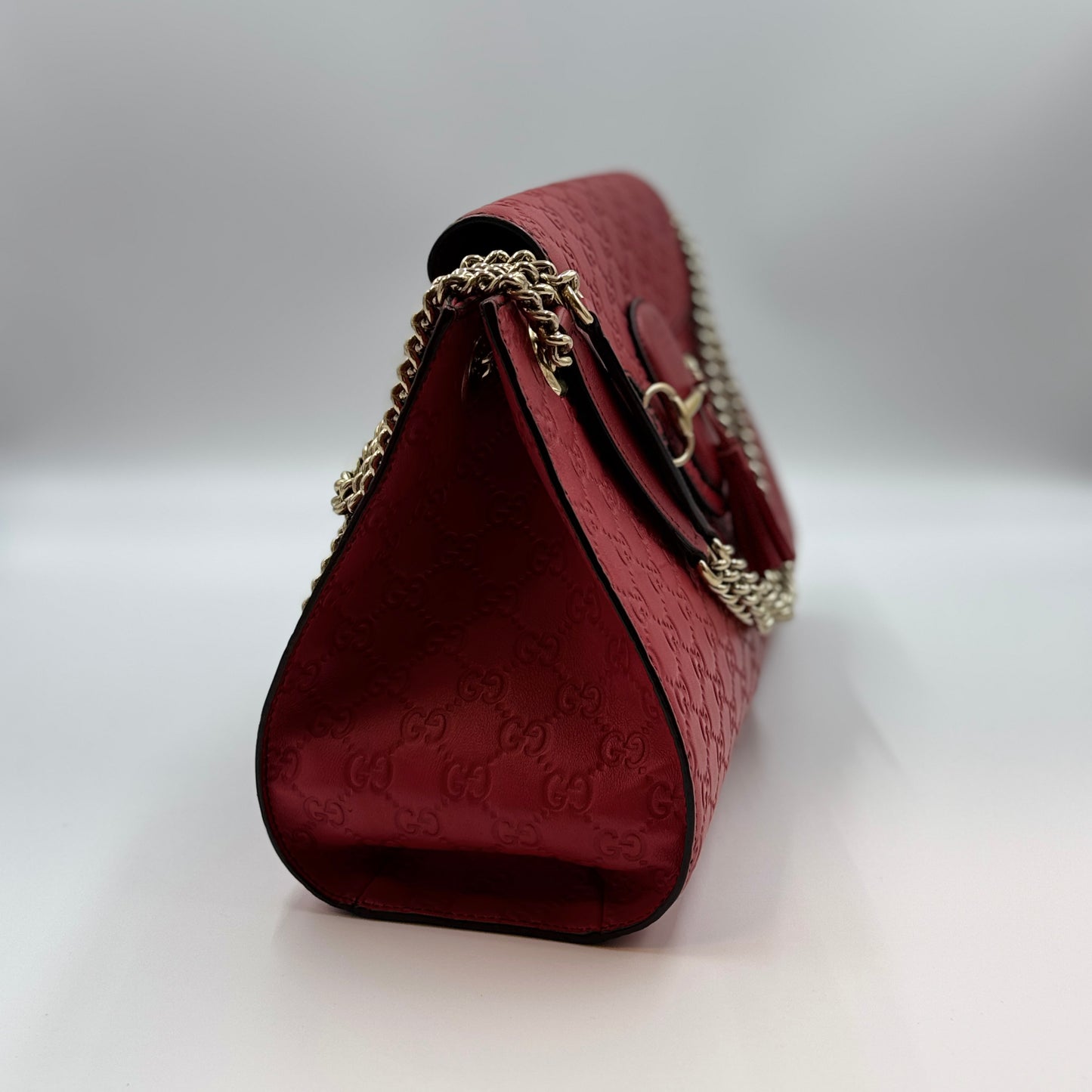 Emily Chain Flap Shoulder Bag Guccissima Leather Large