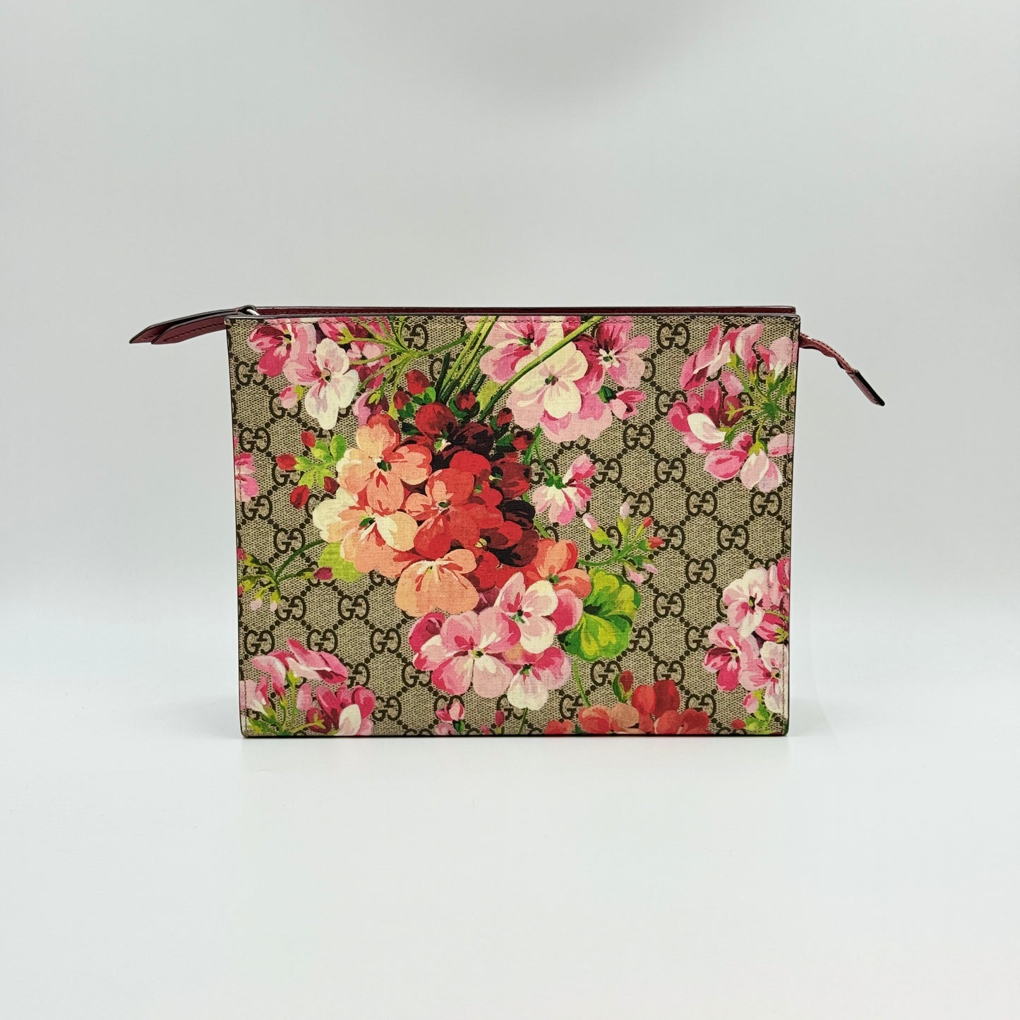 GG Supreme Monogram Blooms Large Cosmetic Case Beige Multicolor Dry Rose