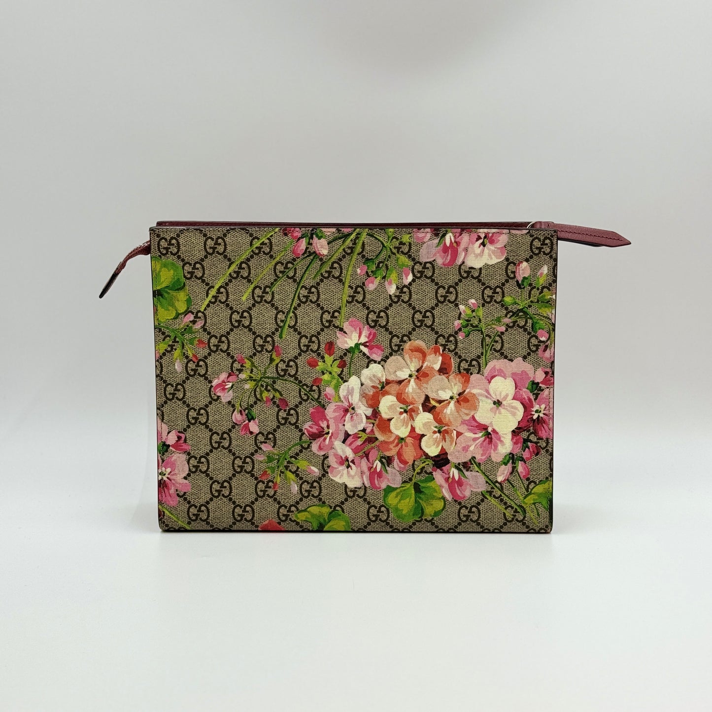 GG Supreme Monogram Blooms Large Cosmetic Case Beige Multicolor Dry Rose