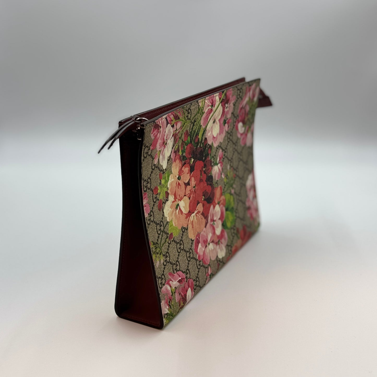 GG Supreme Monogram Blooms Large Cosmetic Case Beige Multicolor Dry Rose