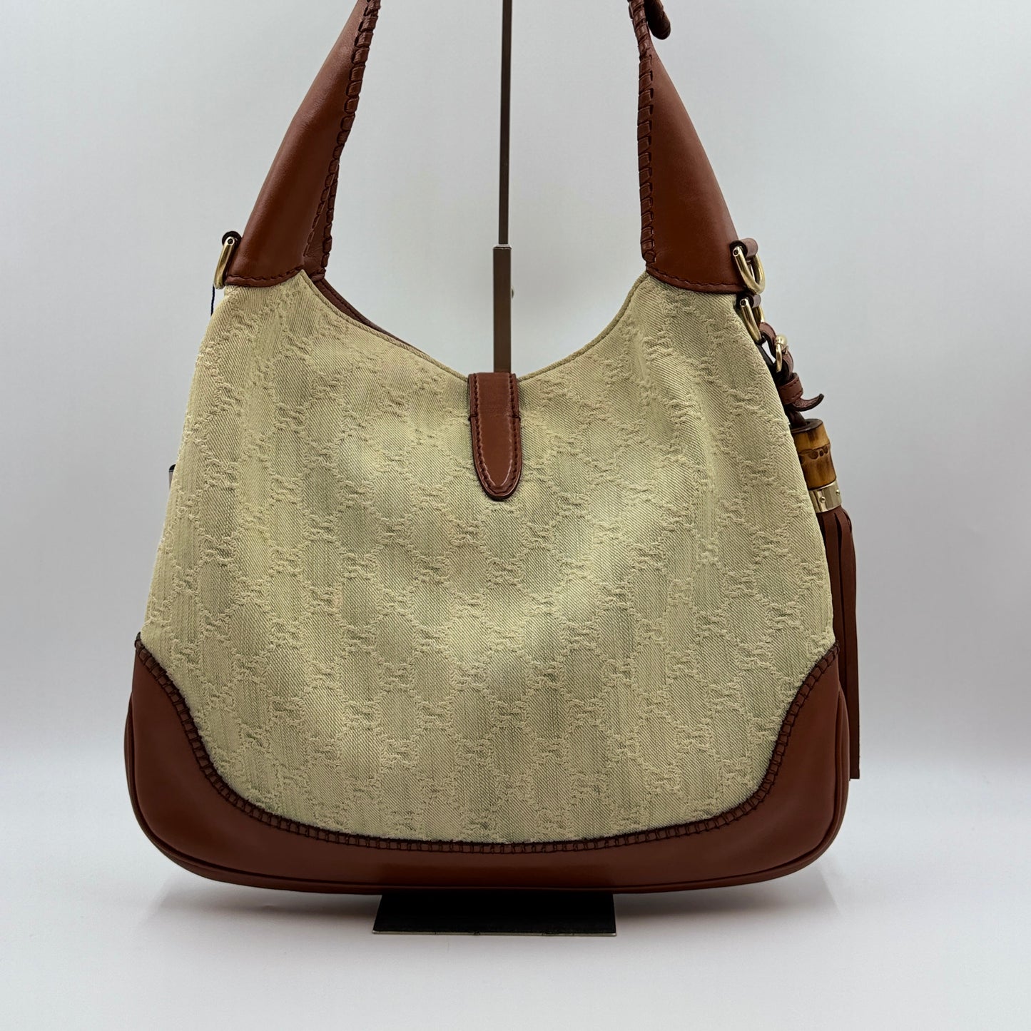 Linen Monogram Medium New Jackie Shoulder Bag Brown