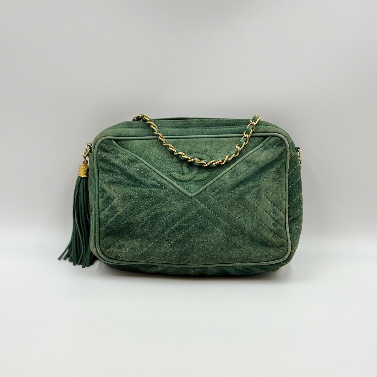 Chanel Suede CC Camera Bag Forest Green
