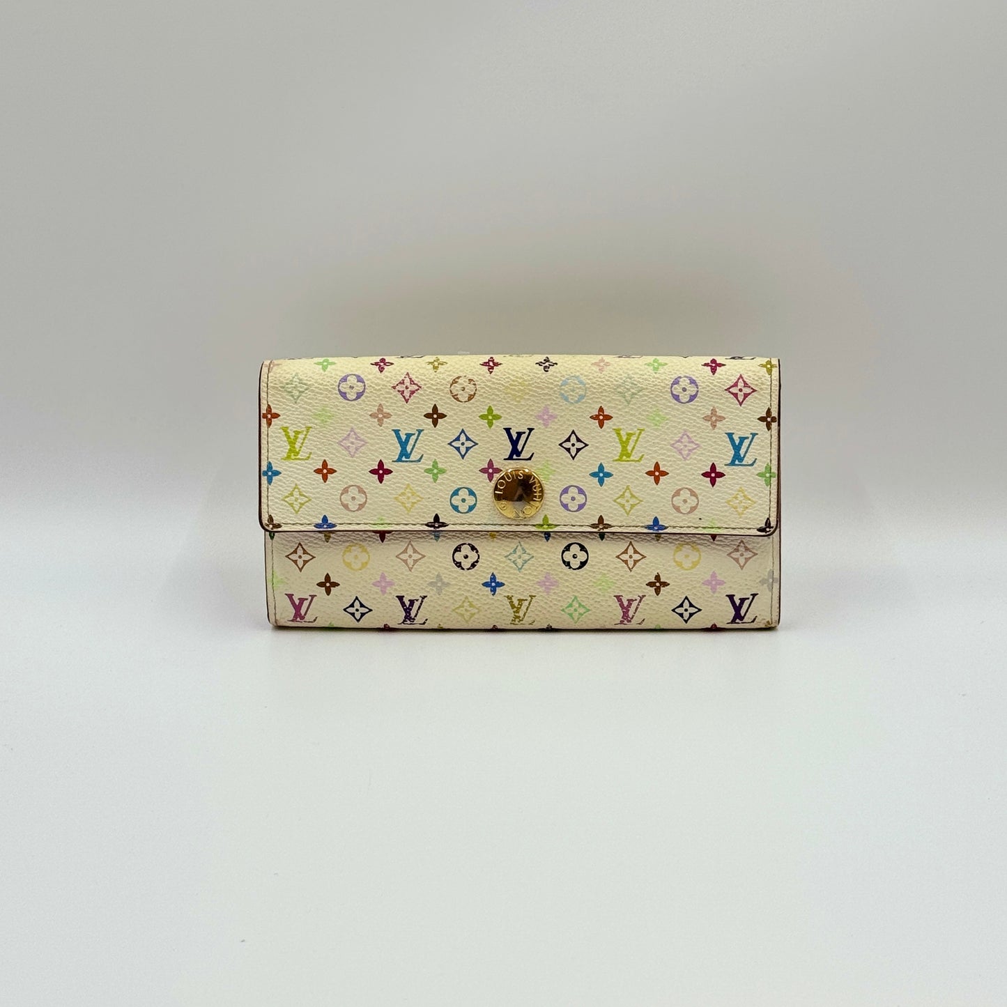 Monogram Multicolor Sarah Wallet White Pink Interior
