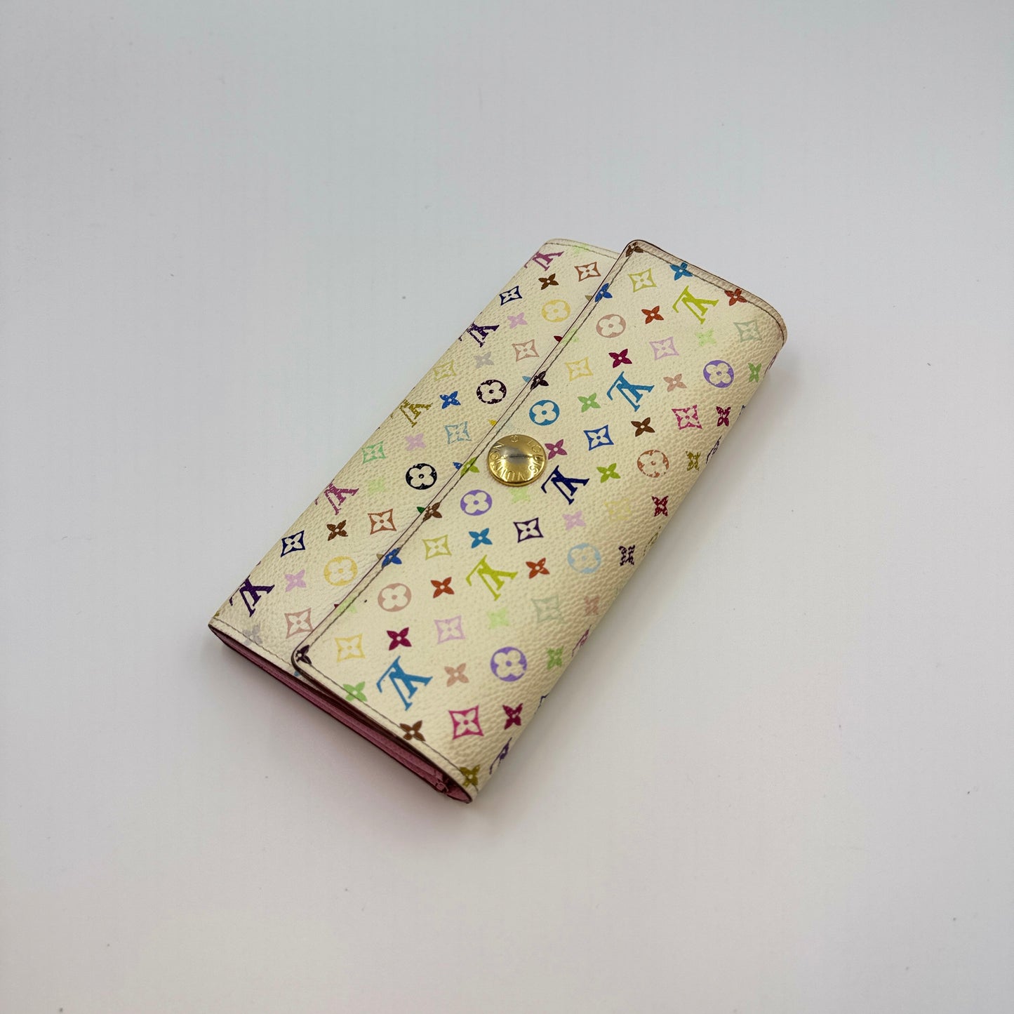 Monogram Multicolor Sarah Wallet White Pink Interior
