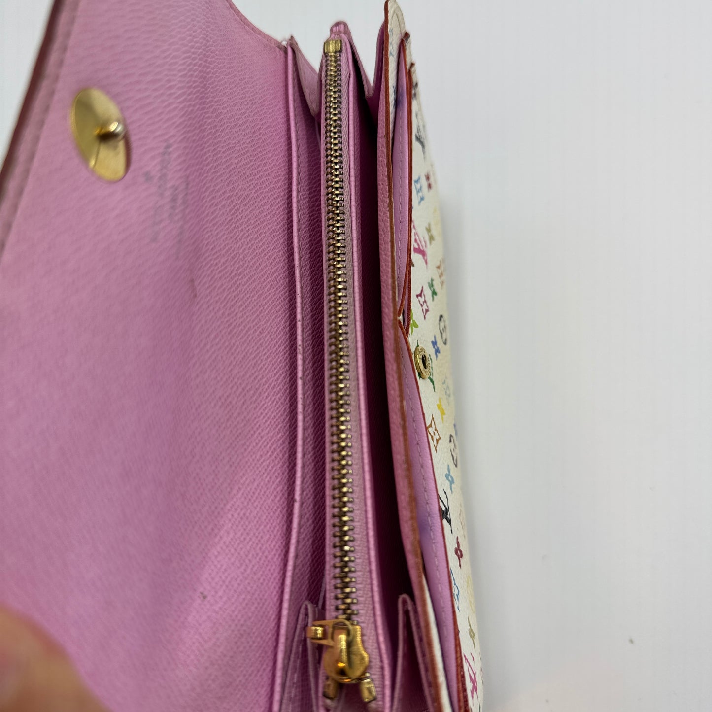 Monogram Multicolor Sarah Wallet White Pink Interior
