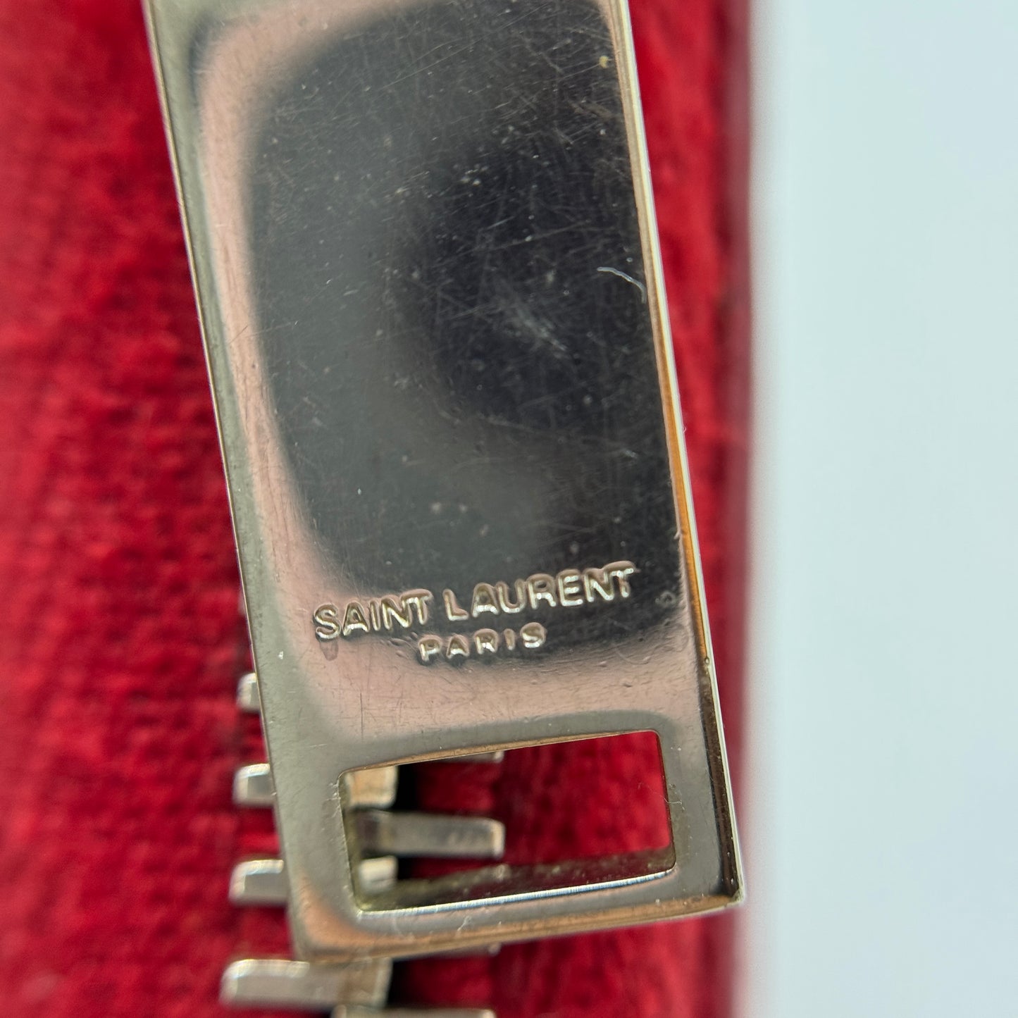 Red Croc Embossed Leather Zippy Wallet