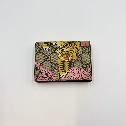 Gucci Beige GG Supreme Canvas Tiger Card Case