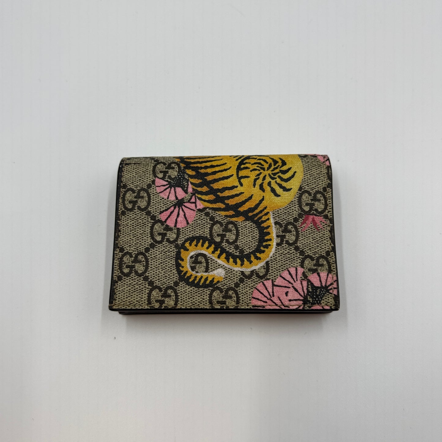 Gucci Beige GG Supreme Canvas Tiger Card Case