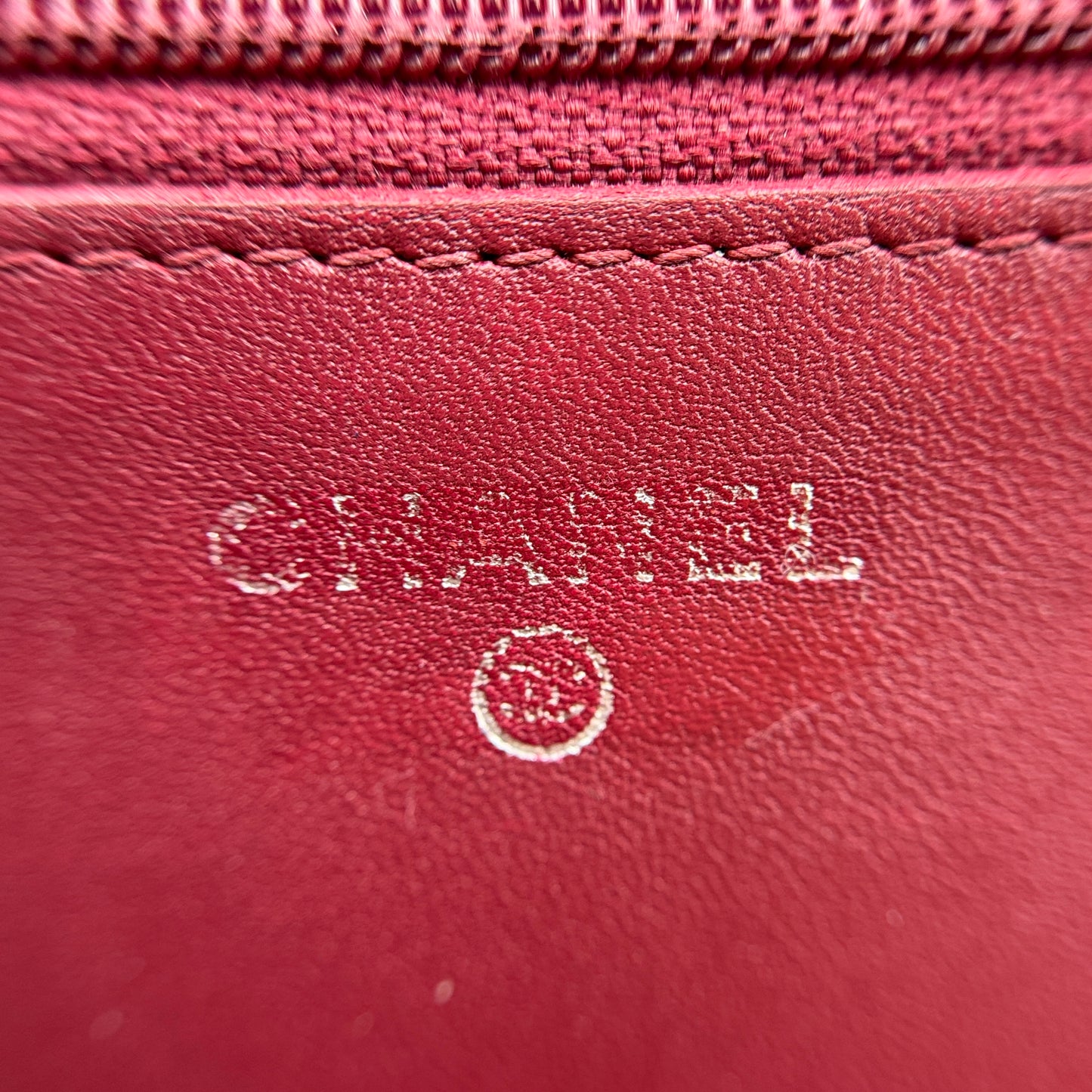 Patent Quilted Wallet On Chain WOC Burgundy