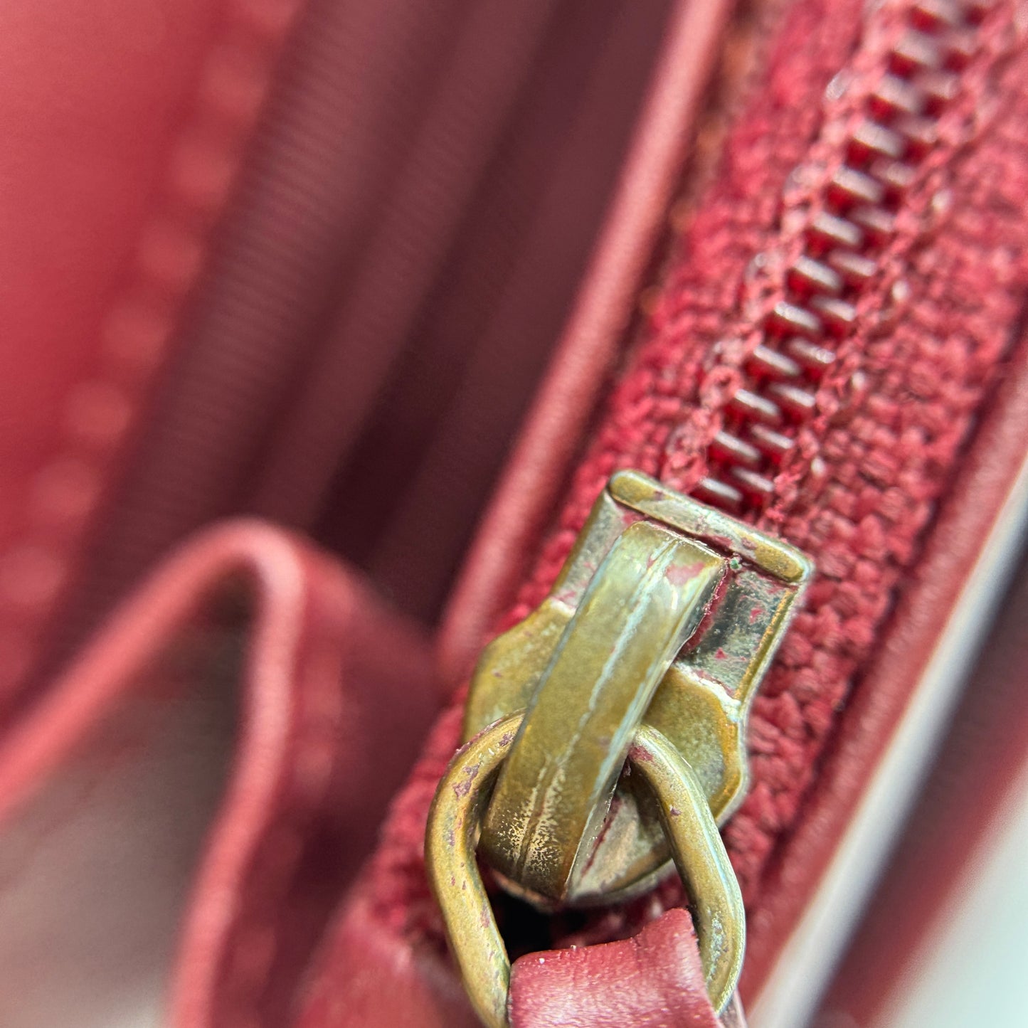 Patent Quilted Wallet On Chain WOC Burgundy