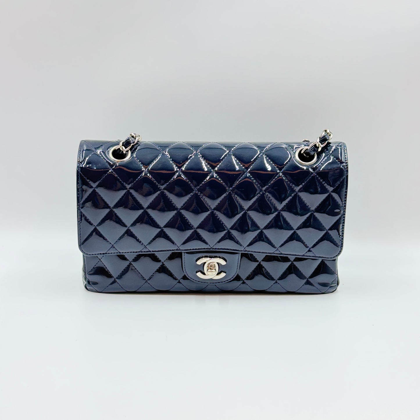 Classic Medium Double Flap Bag Navy