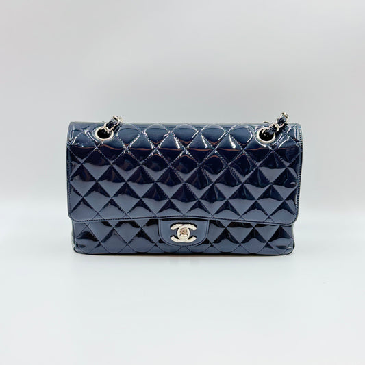 Classic Medium Double Flap Bag Navy