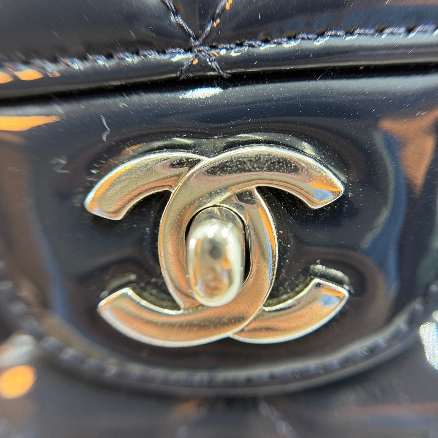 Classic Medium Double Flap Bag Navy