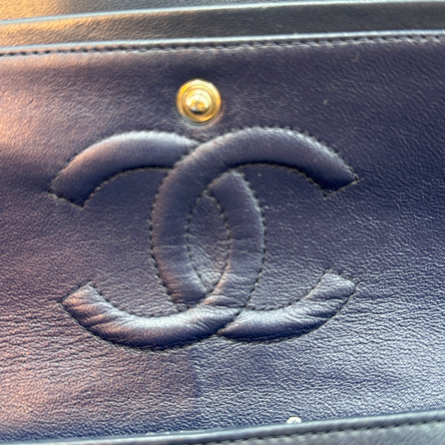 Classic Medium Double Flap Bag Navy