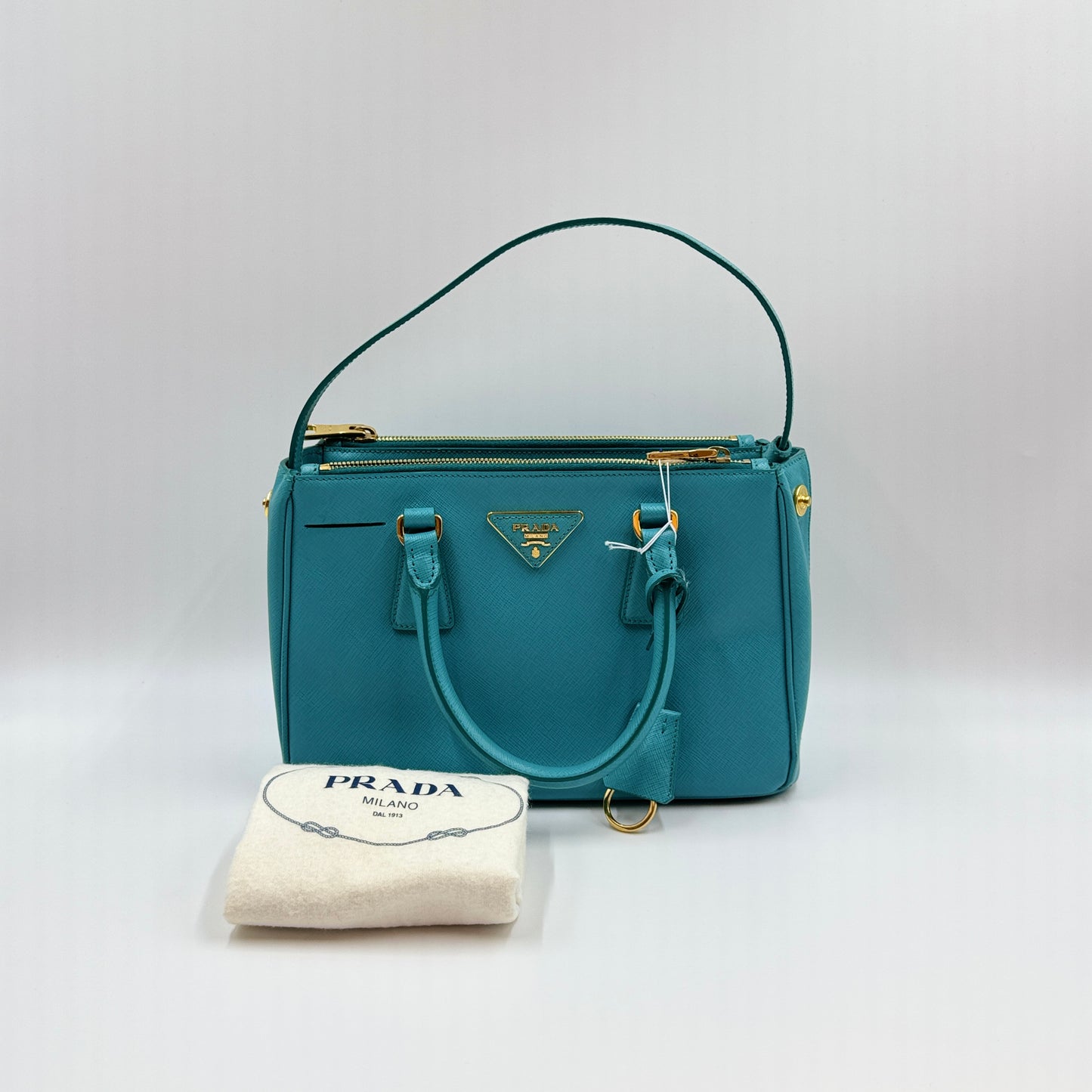 Small Saffiano Lux Galleria Double Zip Tote