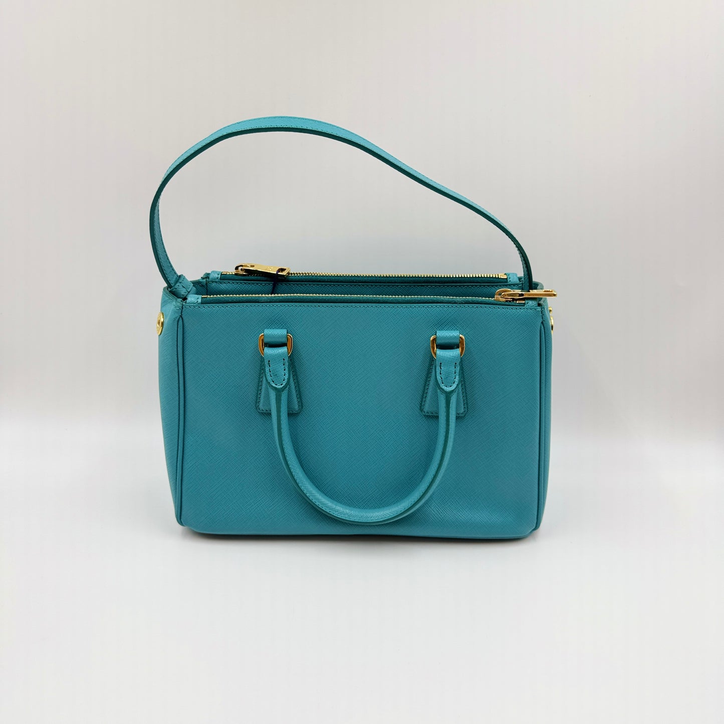 Small Saffiano Lux Galleria Double Zip Tote