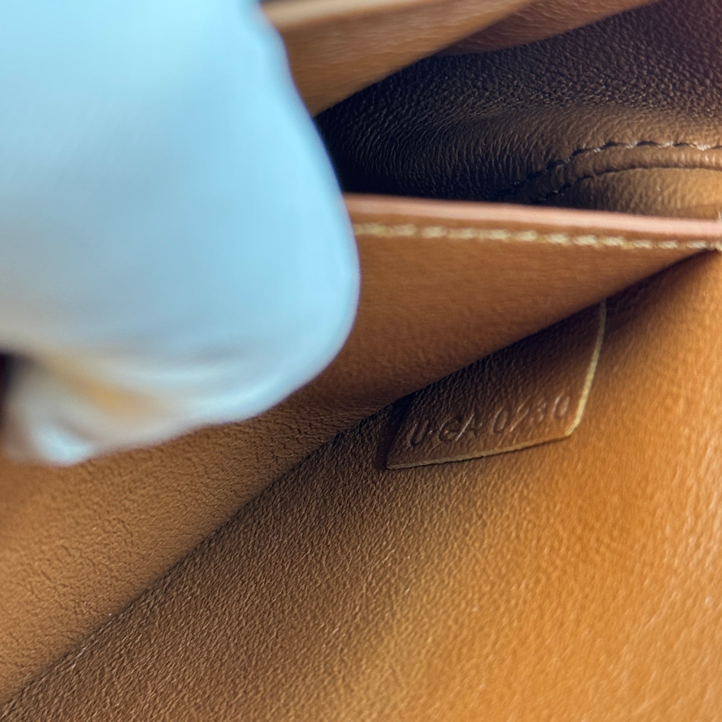 Maillon Triomphe Jacquard Canvas Calfskin Small Crecy Bag Navy Tan