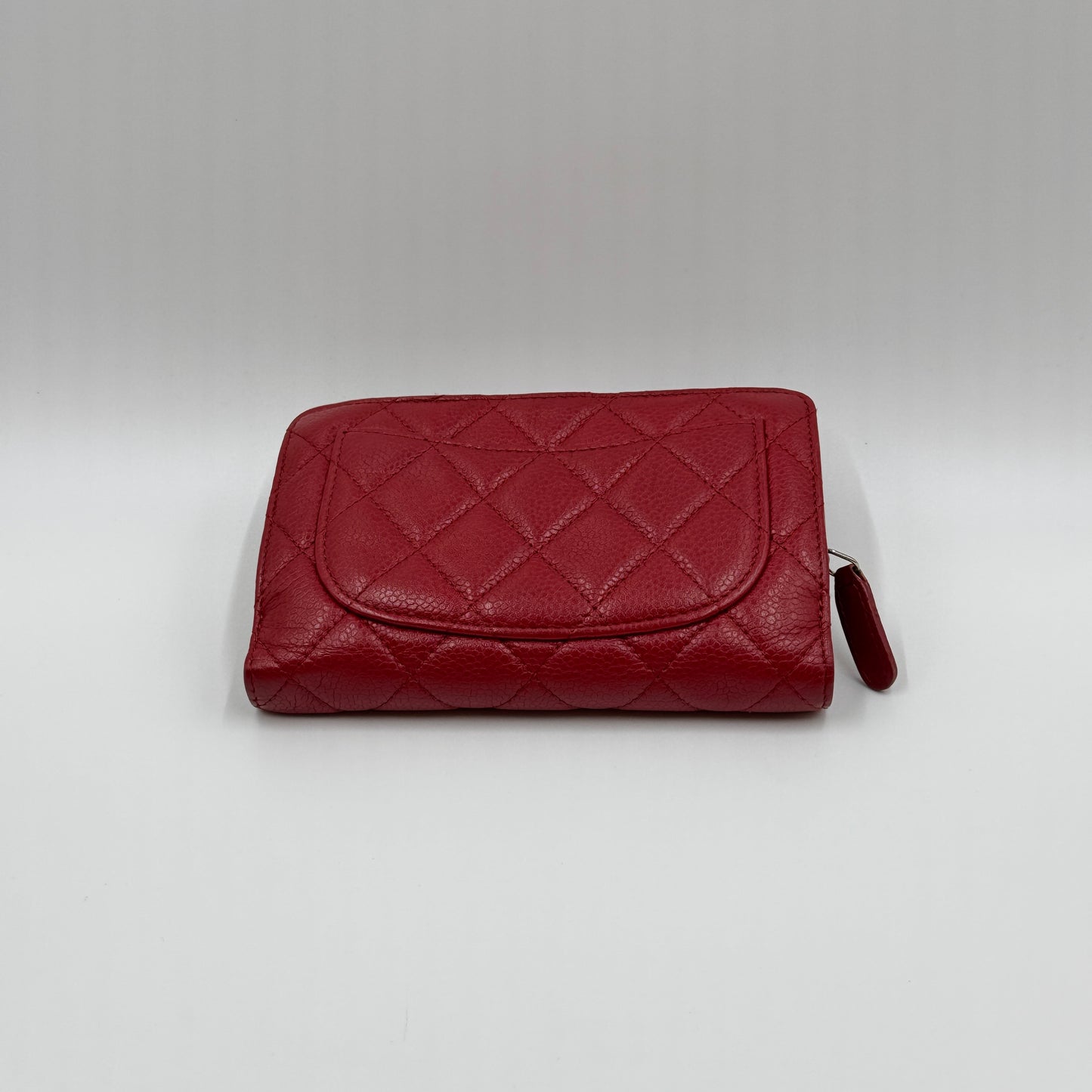 Caviar Quilted Zip Bifold Wallet Red