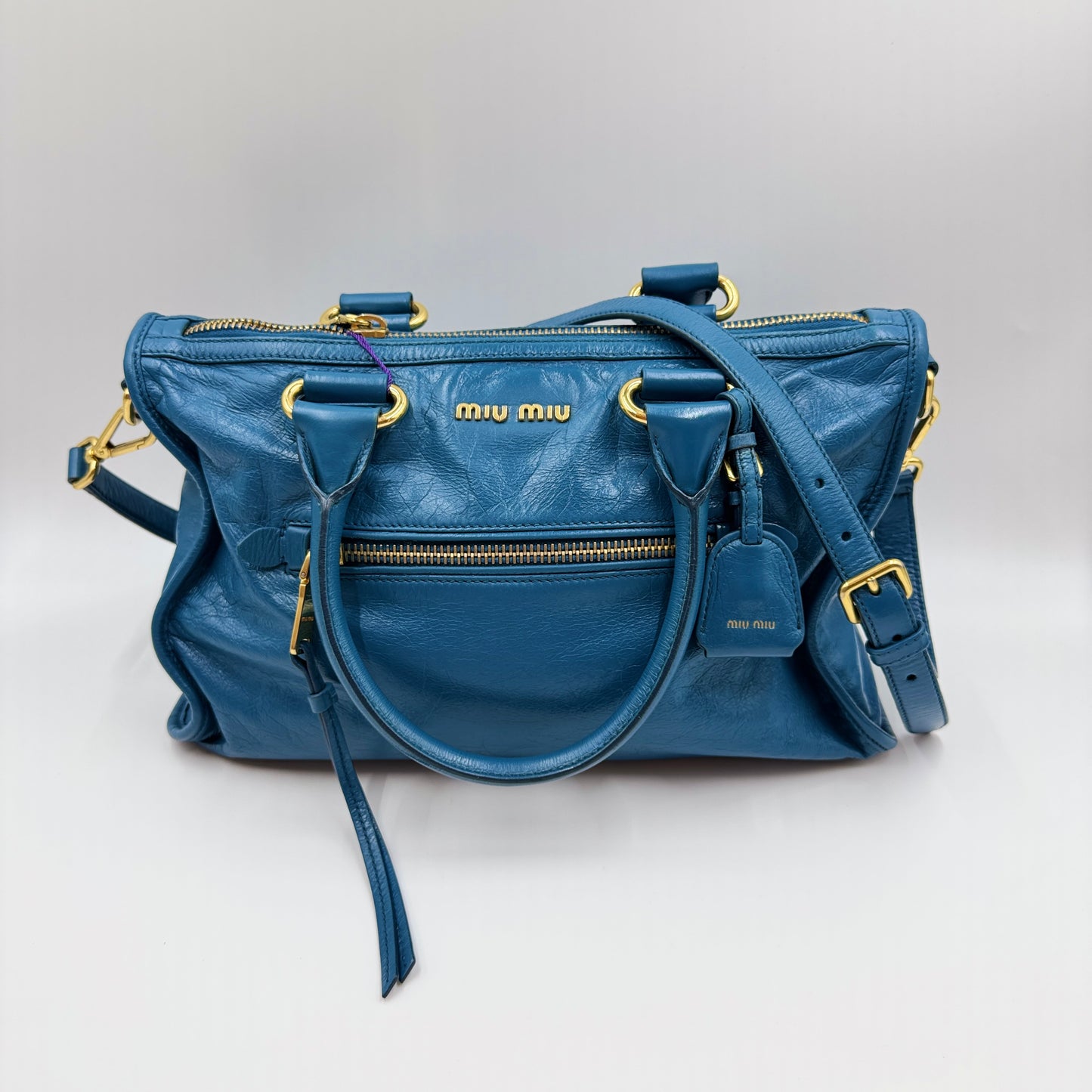 Vitello Shine Zip Tote Oceano