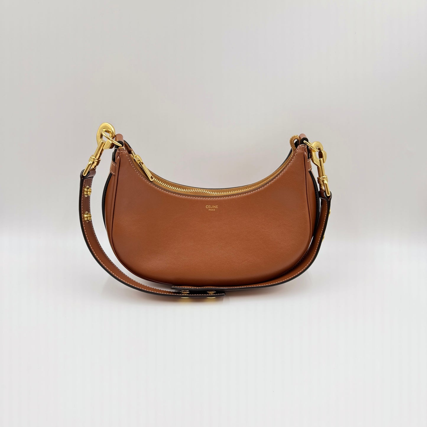 Smooth Calfskin Medium Strap Ava Shoulder Bag Tan (Year 2023)