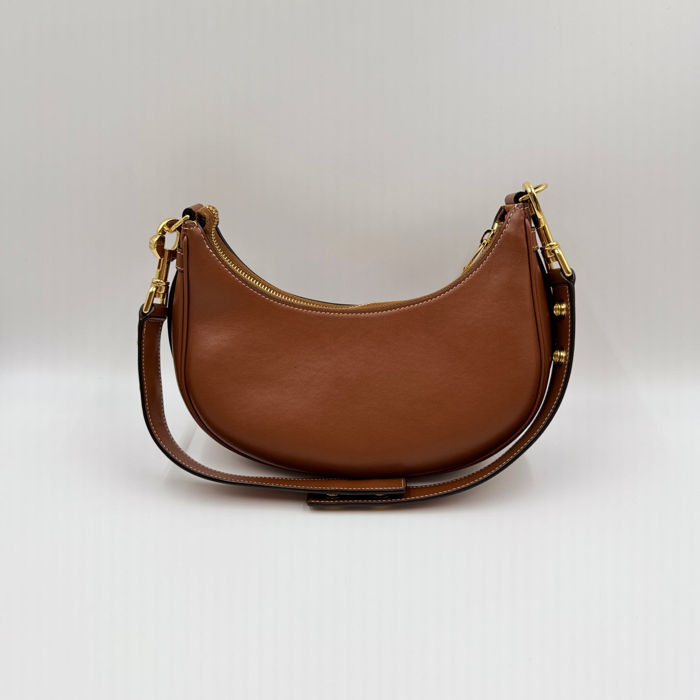 Smooth Calfskin Medium Strap Ava Shoulder Bag Tan (Year 2023)