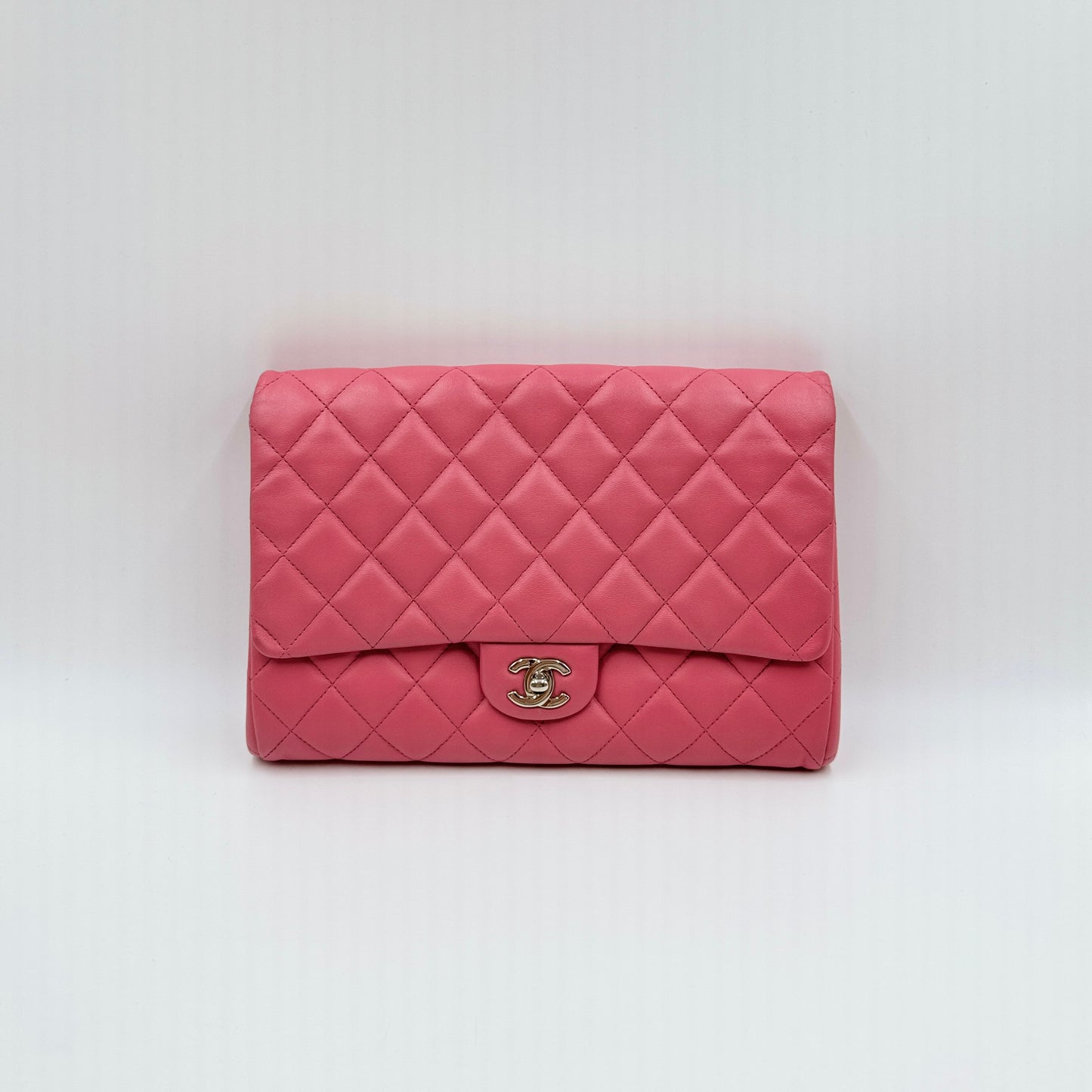 Lambskin Quilted Clutch With Chain Flap Pink