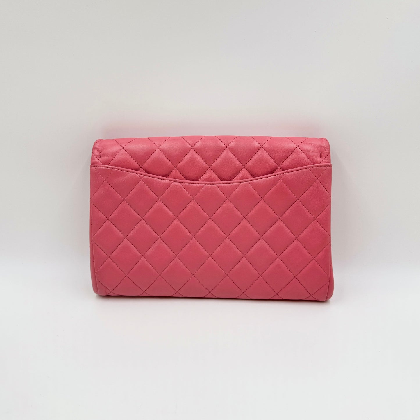 Lambskin Quilted Clutch With Chain Flap Pink