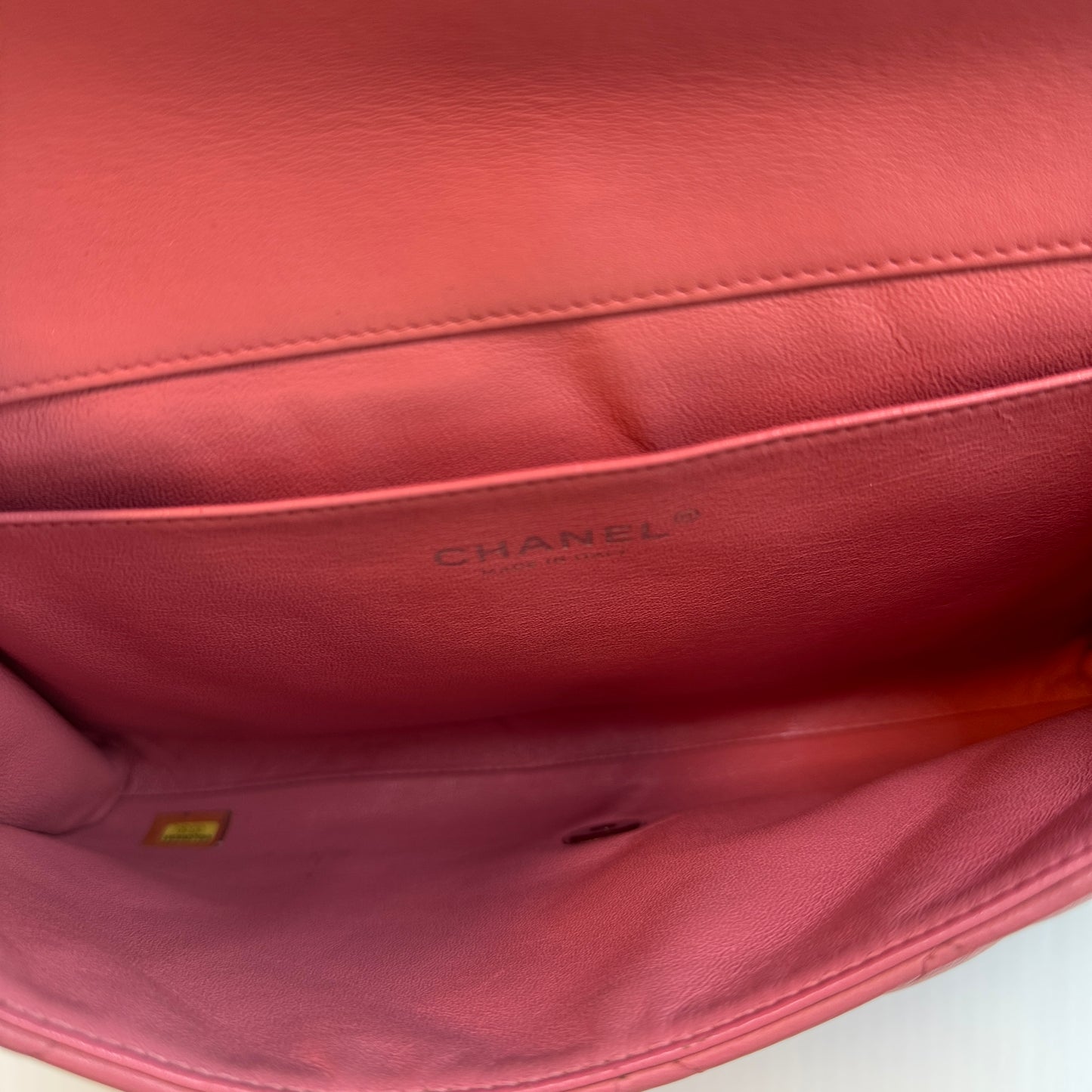 Lambskin Quilted Clutch With Chain Flap Pink