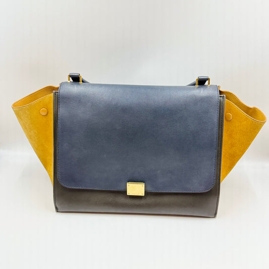 Celine Tricolor Suede and Leather Medium Trapeze Bag