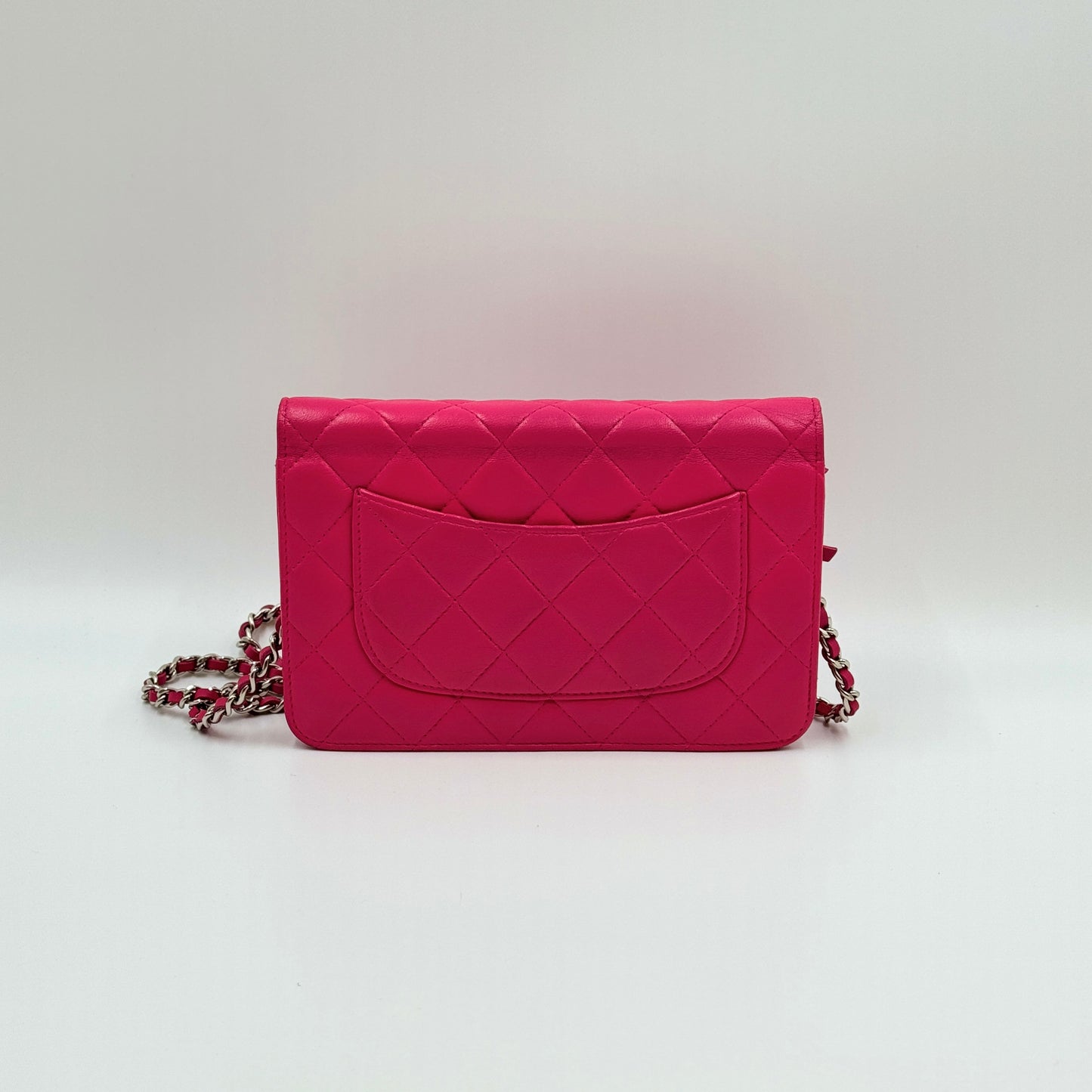 Classic Lambskin Wallet On Chain Pink