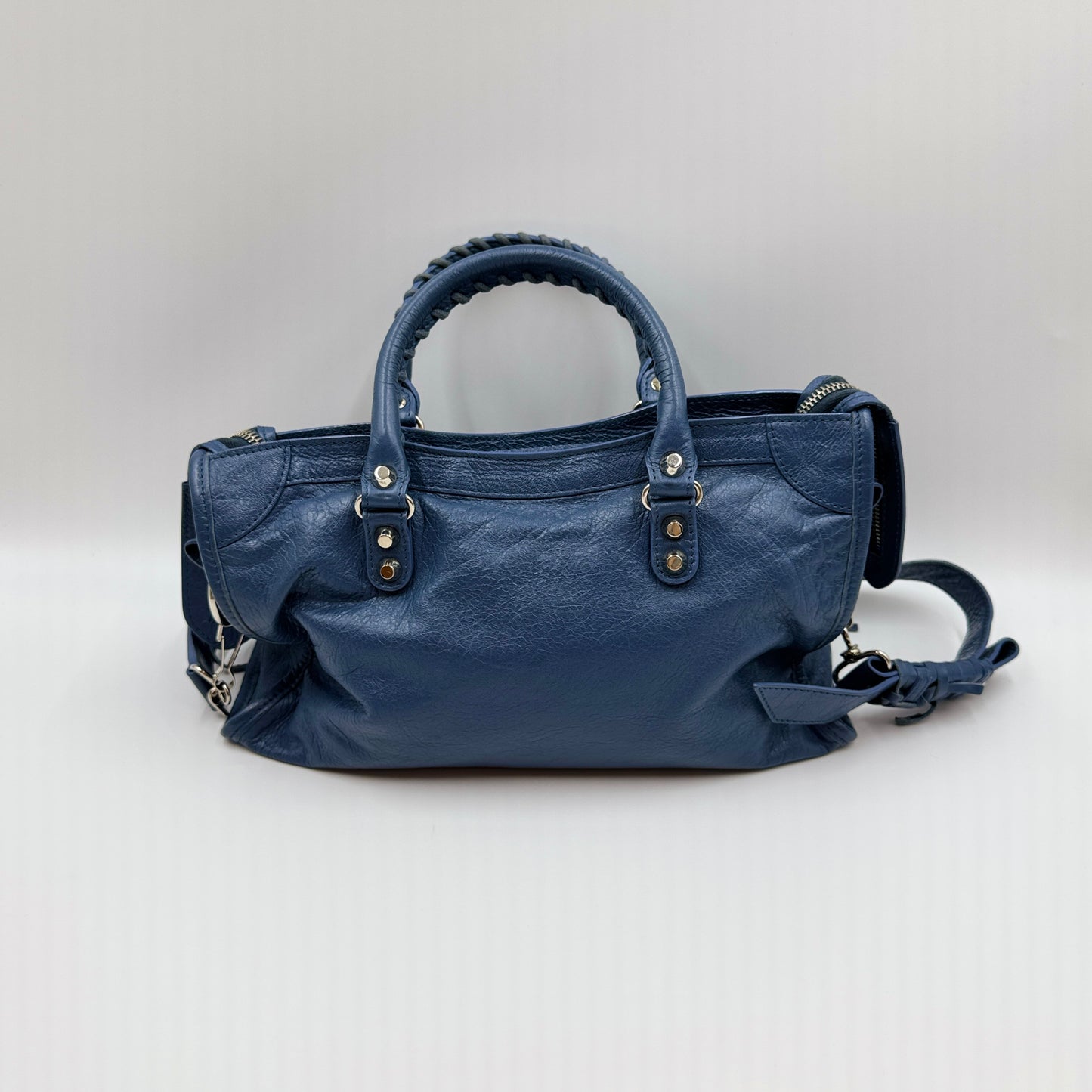 City Classic Studs Bag Leather Small Mineral Blue
