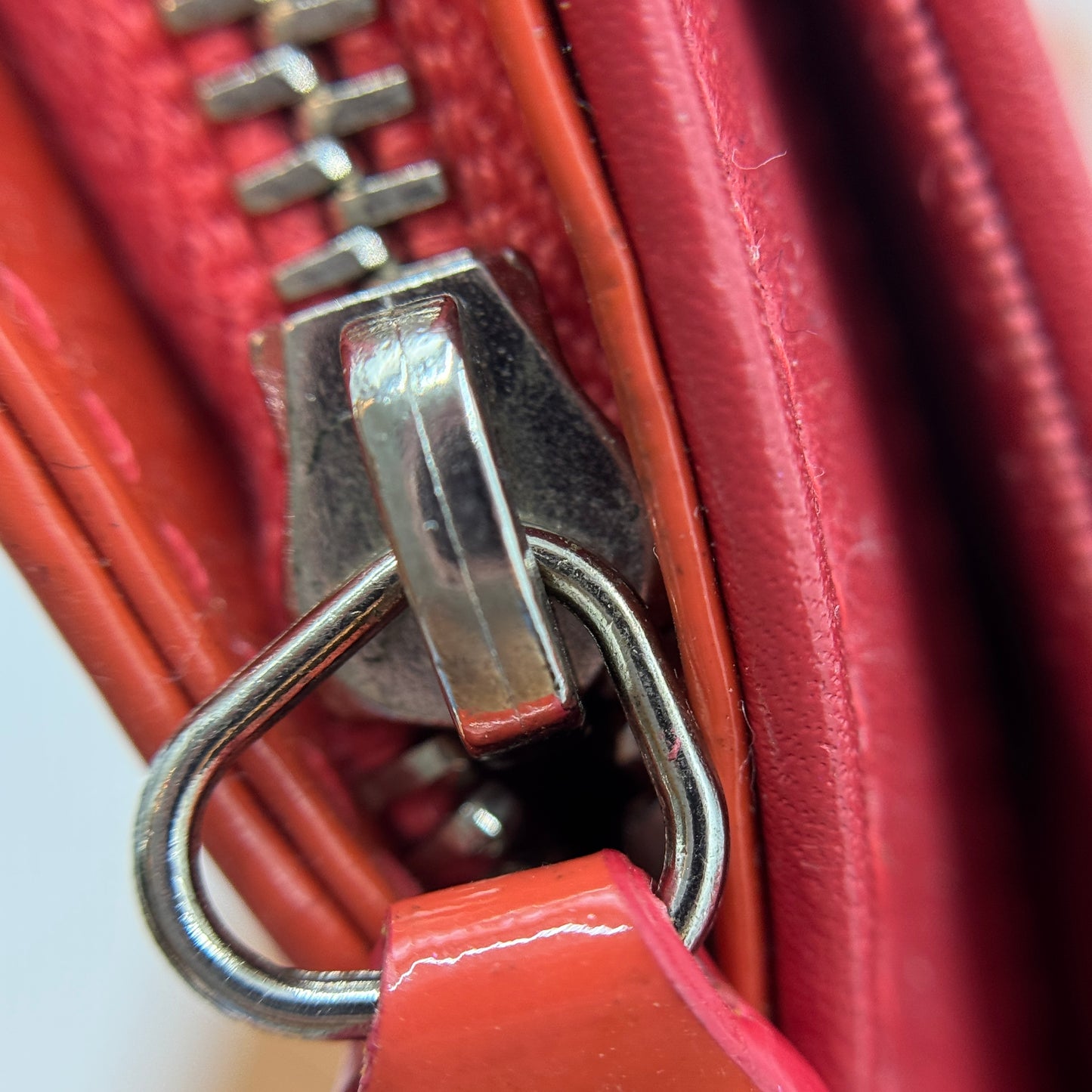 Patent Leather Zip Compact Bifold Wallet Orange