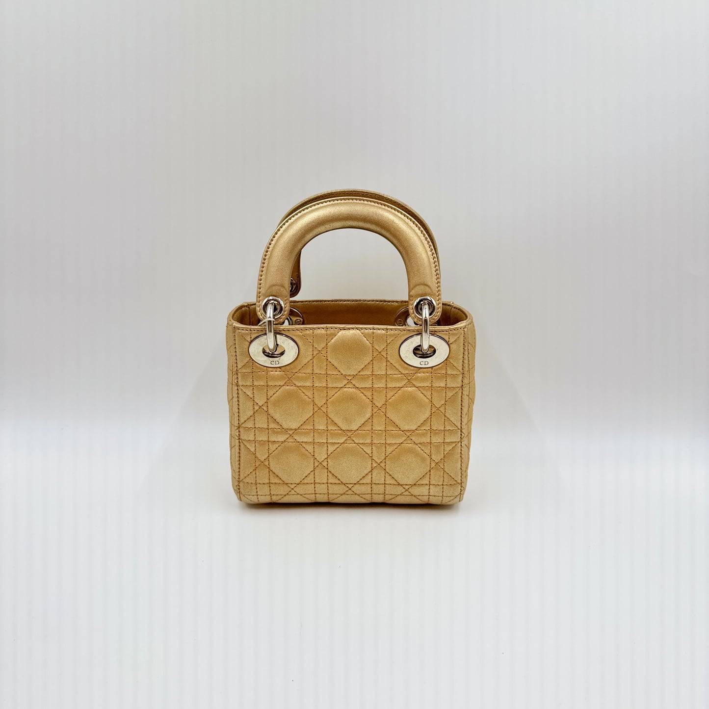 Mini Lady Dior Bag Metallic Gold-Tone Cannage Calfskin