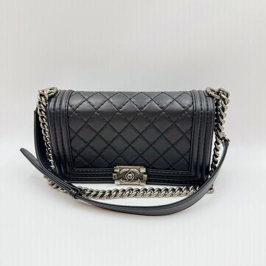 Lambskin Quilted Medium Boy Flap Black
