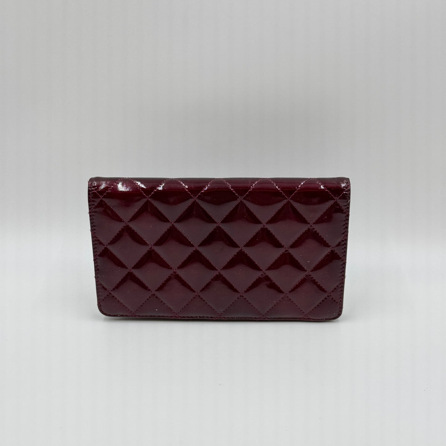 Patent Quilted Brilliant Yen Wallet Burgundy