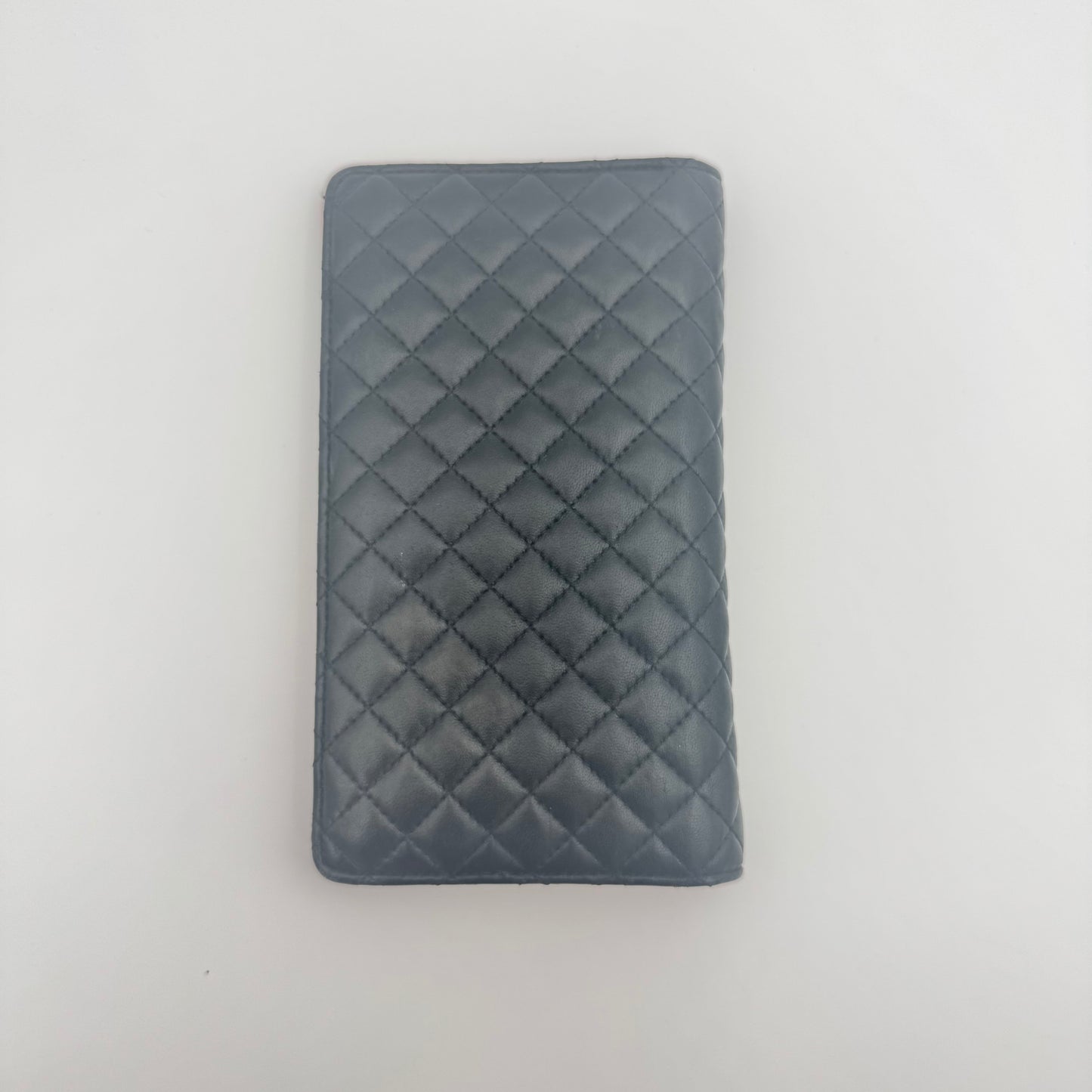 Chanel Diamond Quilted Crest Wallet Black