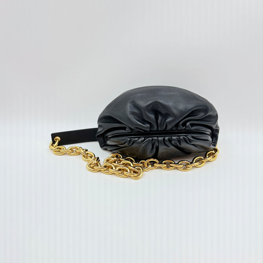 Black Leather Pouch Chain Belt Bag