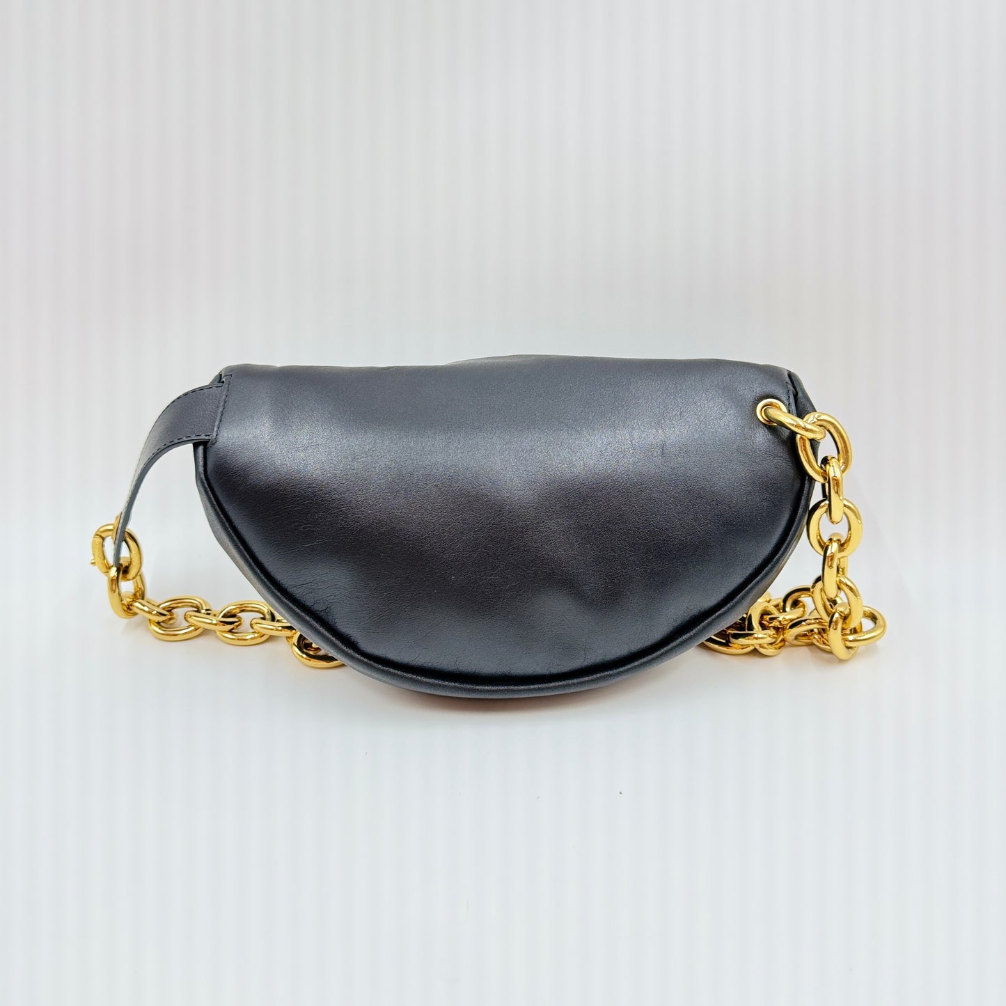 Black Leather Pouch Chain Belt Bag