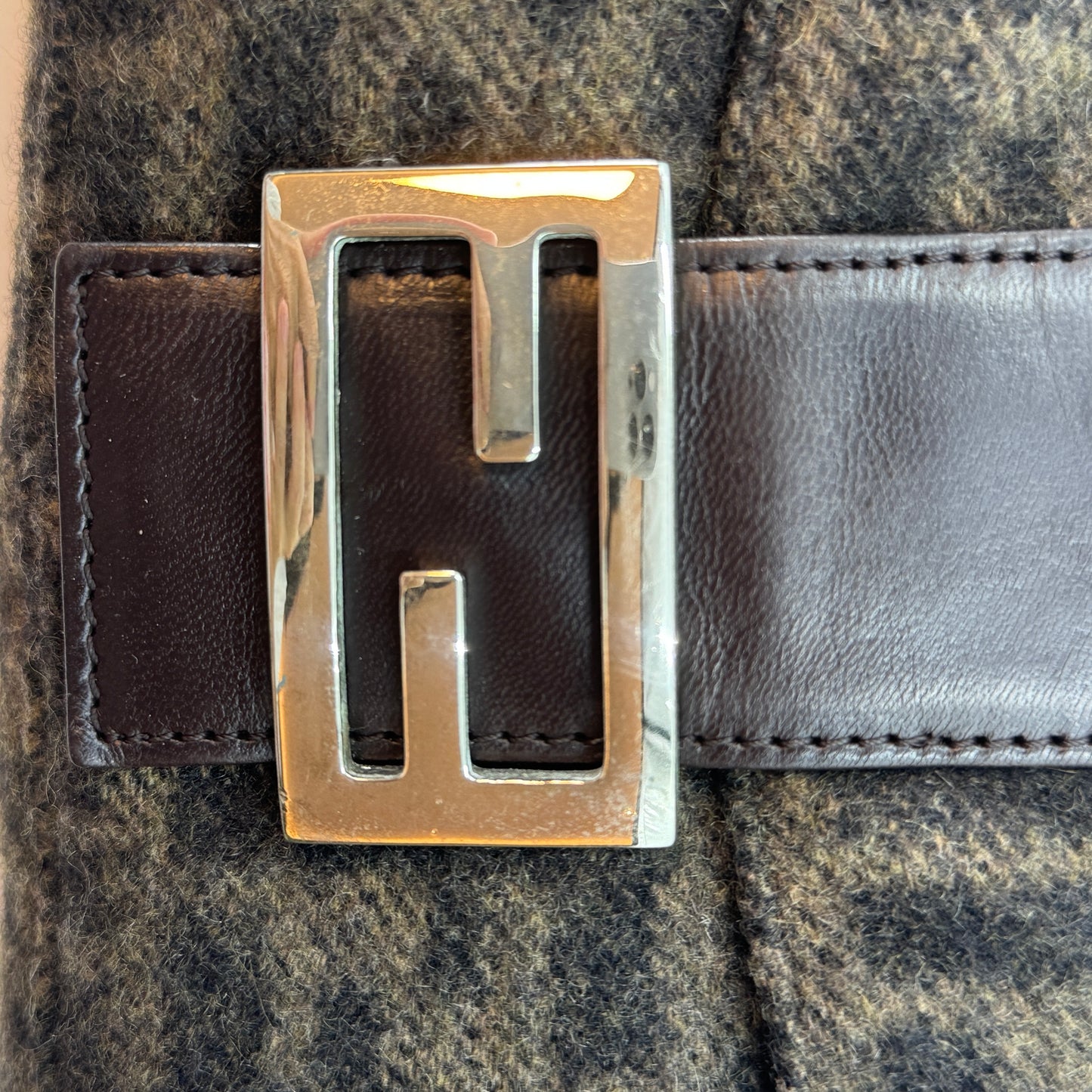 Wool Zucca FF Baguette Vintage Shoulder Bag