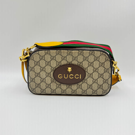 GG Supreme Monogram Web Neo Vintage Shoulder Bag Beige New Acero Crop