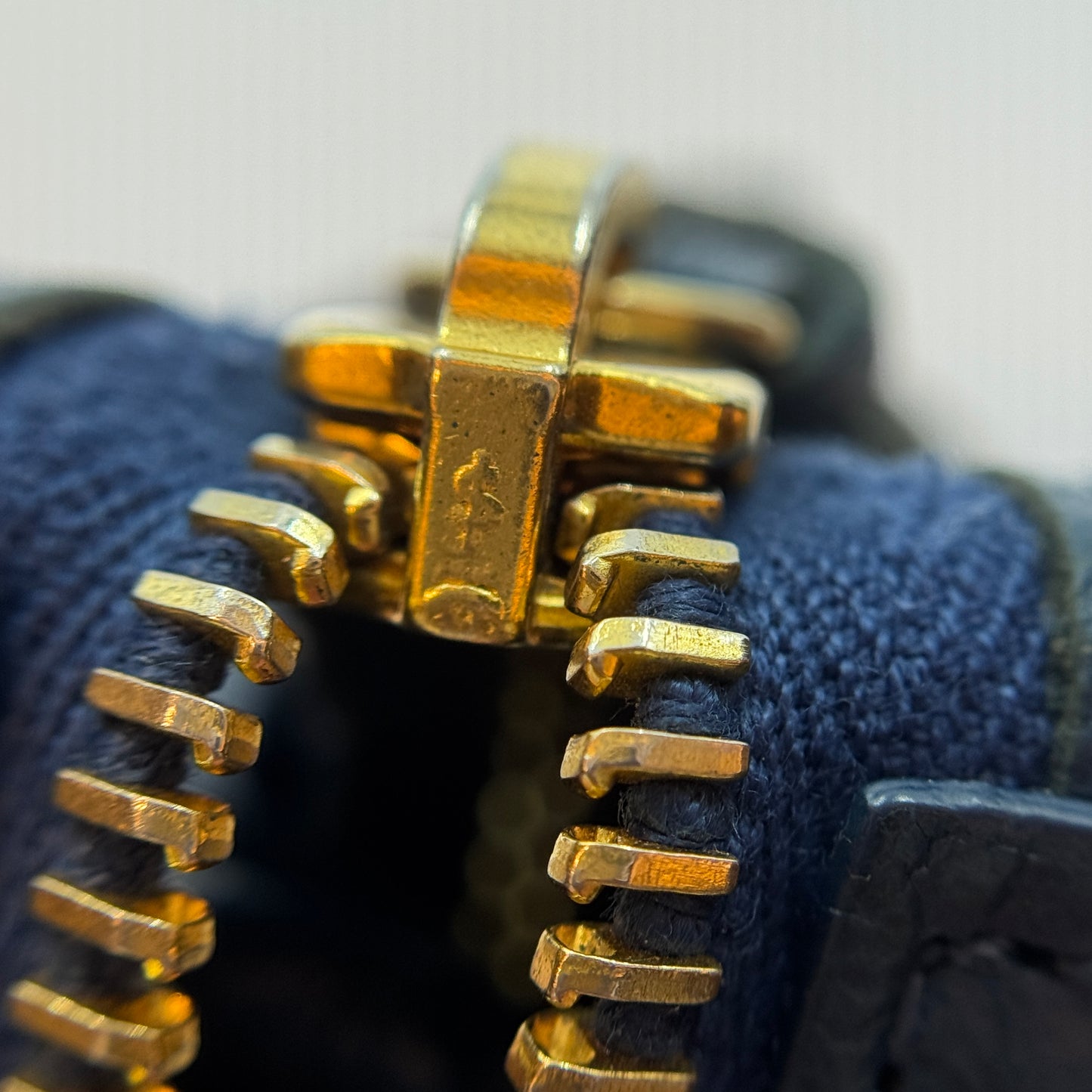 City Classic Metallic Edge Bag Leather Mini Blue Gold Hardware