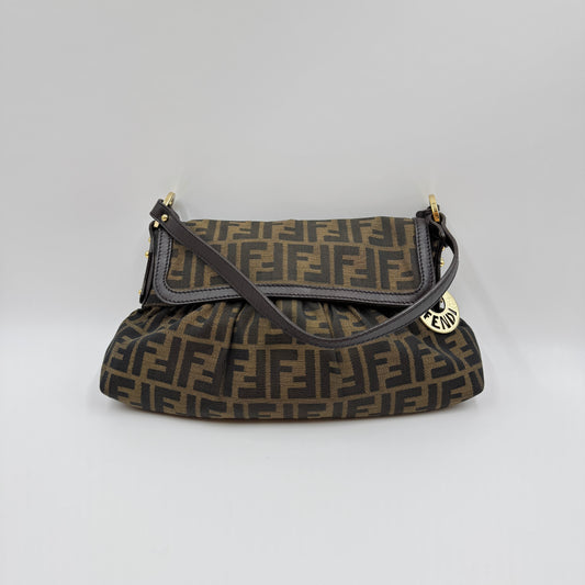 Tobacco Zucca Print Canvas Medium Chef Shoulder Bag